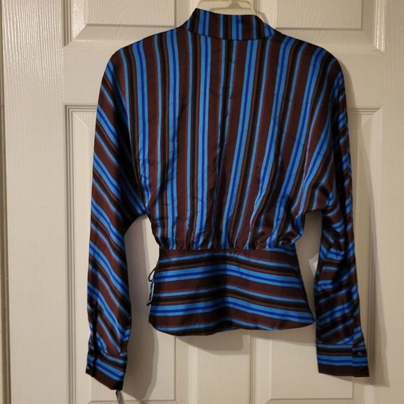 NWT INC International Concepts Sm Striped Night Out LS Wrap Top - Picture 4 of 8